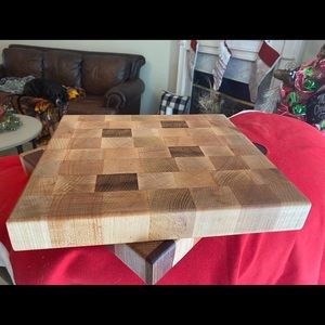 12 by 12 2” in. Maple and oak end grain cutting board. 👍😍🍁😀